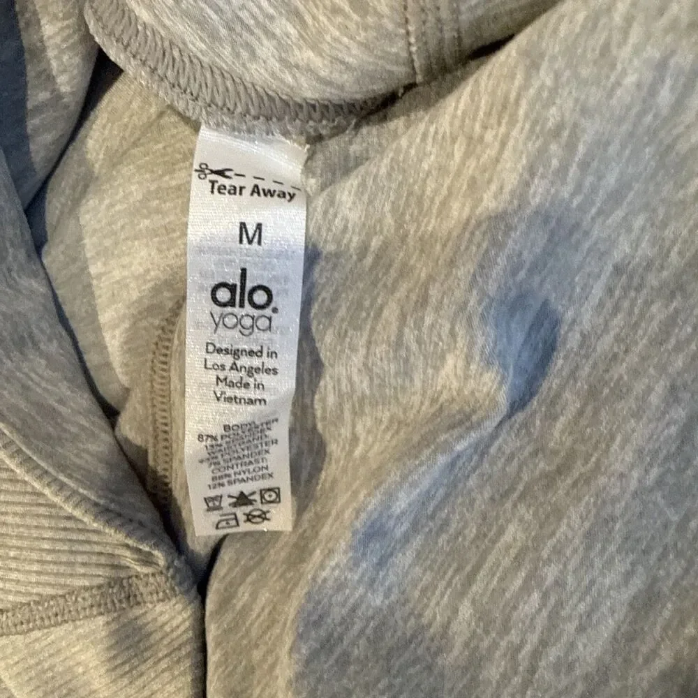 Alo Yoga High Waist Womens Leggings Size M RN 87320 Compression GREY & WHITE